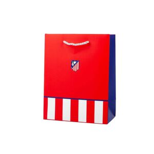 Small gift bag red crest and blue with lower stripes 18x10x23 cm